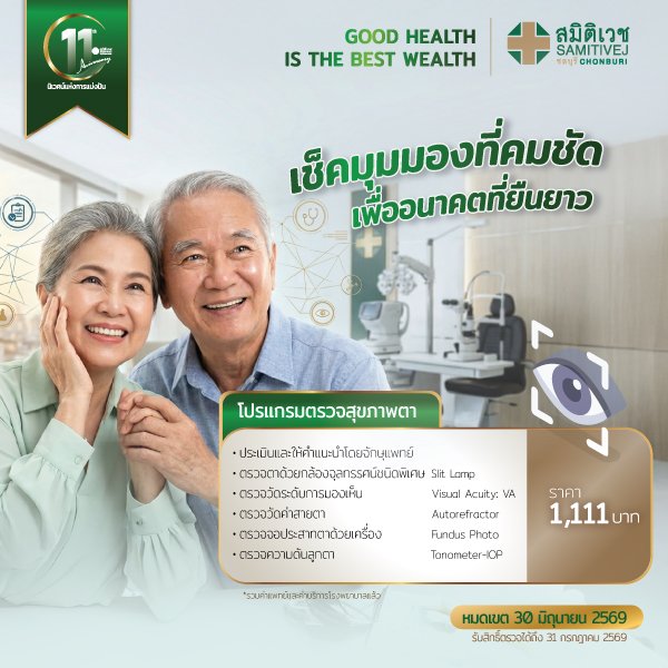 11 Years : ตรวจตาโดยจักษุแพทย์ 1,111  บาท