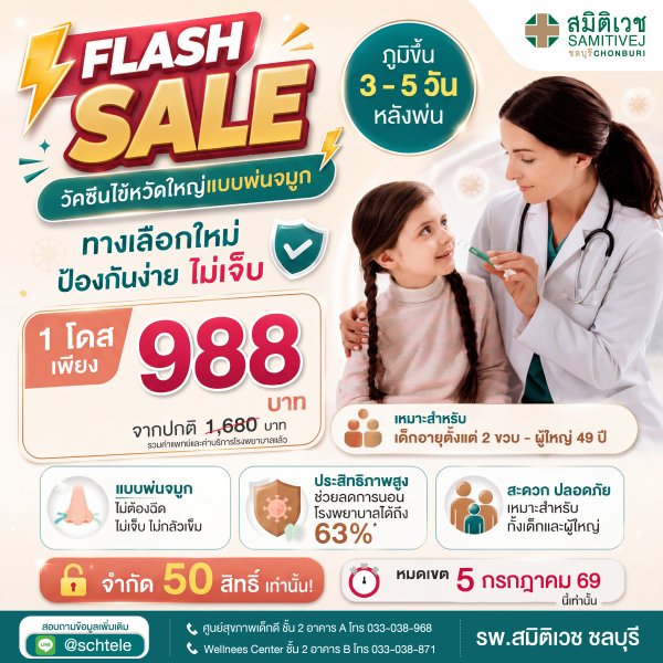 วัคซีนไข้หวัดใหญ่ แบบพ่นจมูก ราคา 988 บาท/ ต่อ 1 โดส